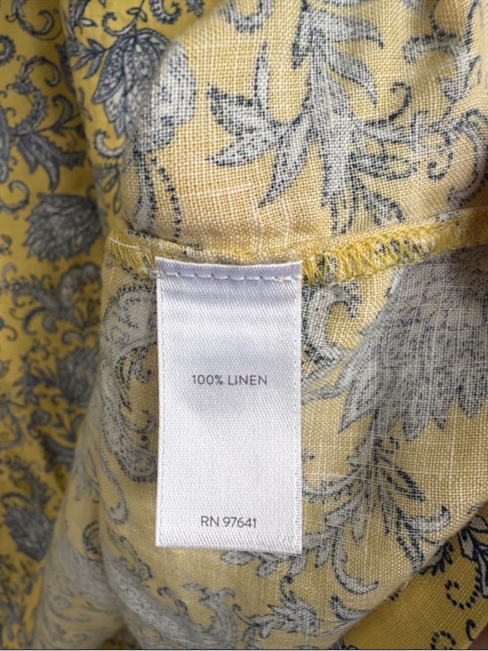 EUC J. Jill Linen Lemon Paisley Popover Dress Size Medium - Picture 8 of 9